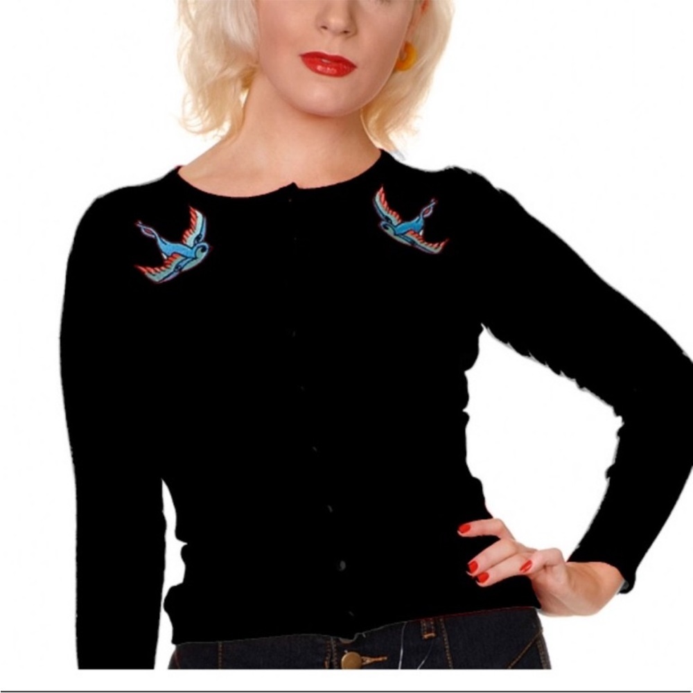 Rockabilly Swallow Retro Punk Cardigan